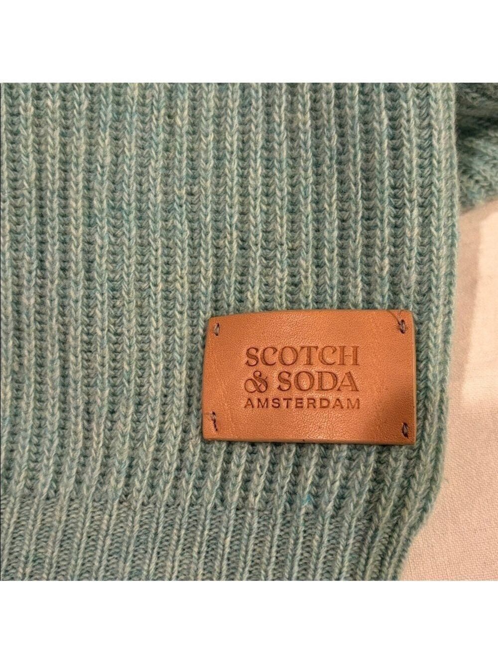 Scotch & Soda Men's Mint Green 100% Wool Rib Knit Turtleneck Sweater Size Medium - Picture 5 of 9